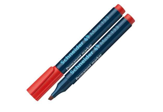 Immagine di Marcatore permanente Maxx 133 - punta a scalpello -  tratto 1,00-4,00mm - rosso - Schneider