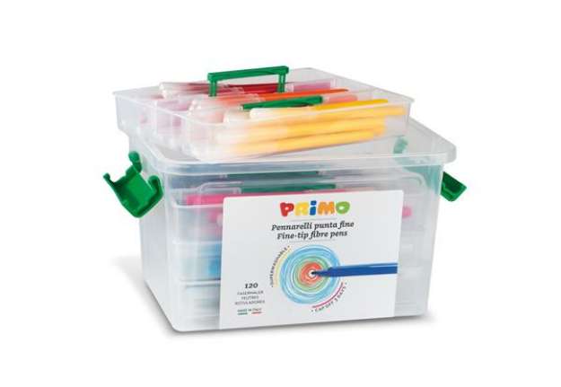 Immagine di Pennarelli punta fine - colori assortiti - Primo - box 120 pezzi
