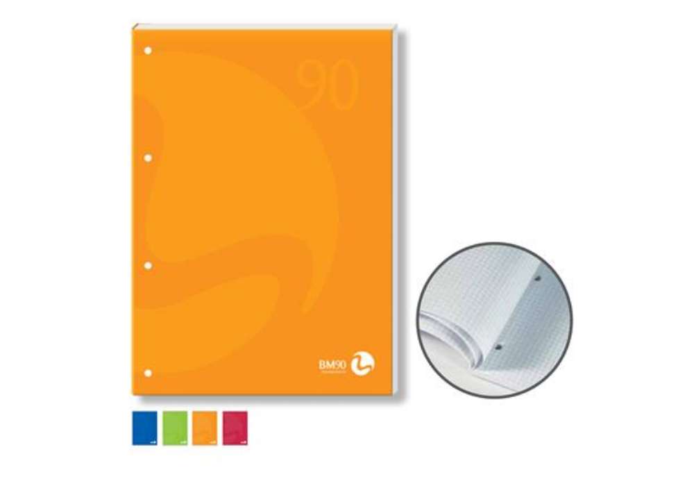 Immagine di Blocco notes BM90 - A4 - collato lato lungo - 1 rigo - 50fg - 90gr - 4fori - copertina 250gr - BM