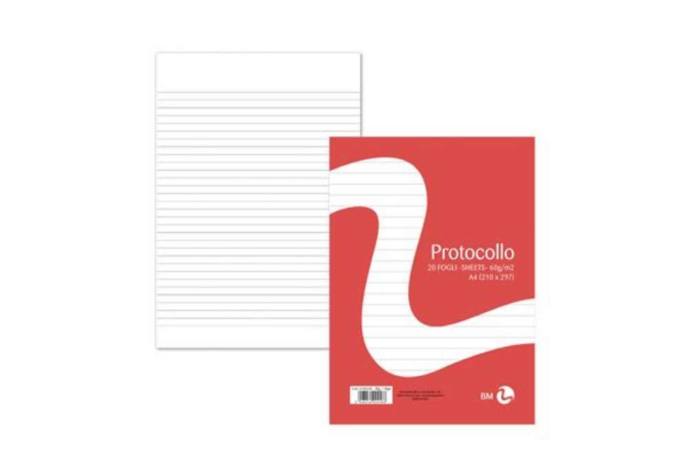 Immagine di Foglio protocollo - A4 - 1 rigo - 60 gr - BM - conf. 20 pezzi