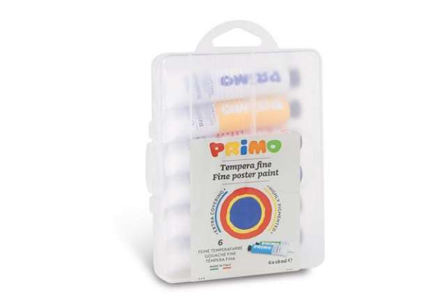 Immagine di Tubi tempera - 18 ml - colori assortiti - Primo - astuccio 6 pezzi