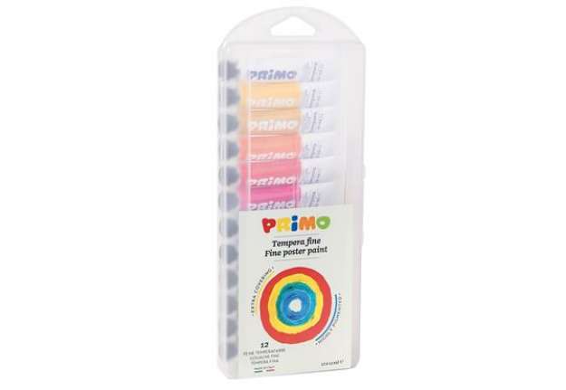 Immagine di Tubi tempera - 12 ml - colori assortiti - Primo - astuccio 12 pezzi