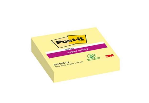 Immagine di Blocco foglietti Super Sticky - 622-12SS-CY - 47,6 x 47,6 mm - giallo Canary - 90 fogli - Post-it