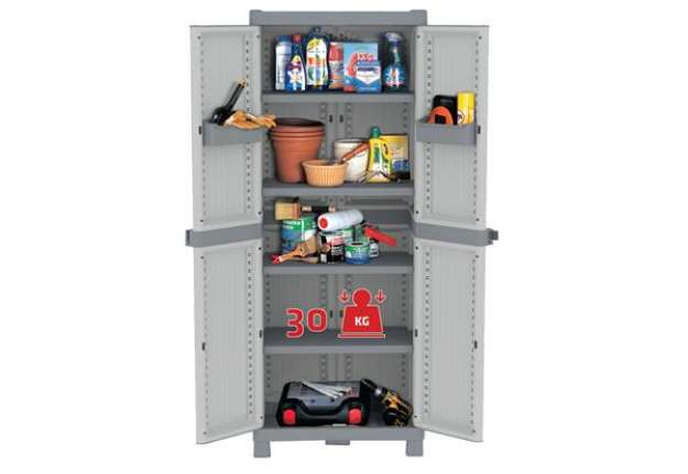 Immagine di Armadio Domino Wave - Base 2700 UW - 2 ante - 70 x 43,8 x 181,8 cm - PPL - grigio - Terry