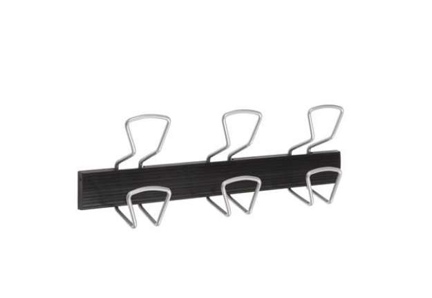 Immagine di Appendiabiti da muro - 3 posti - 46,5 x 7,2 x 16,5 cm - metallo/ABS - nero/grigio metallizzato - Alb
