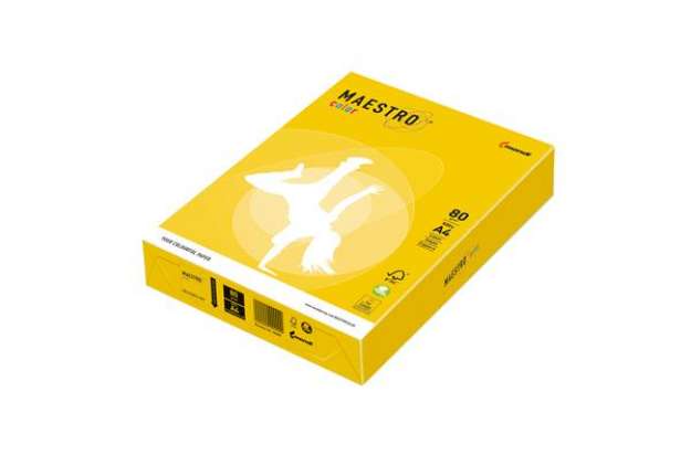 Immagine di Carta Maestro Color - A4 - 80 gr - giallo forte IG50 - Mondi - conf. 500 fogli