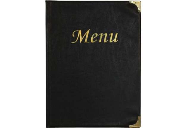 Immagine di Portamenù Basic - A4 - 31,5 x 24 cm - PVC - nero - 4+2 buste fisse incluse - Securit