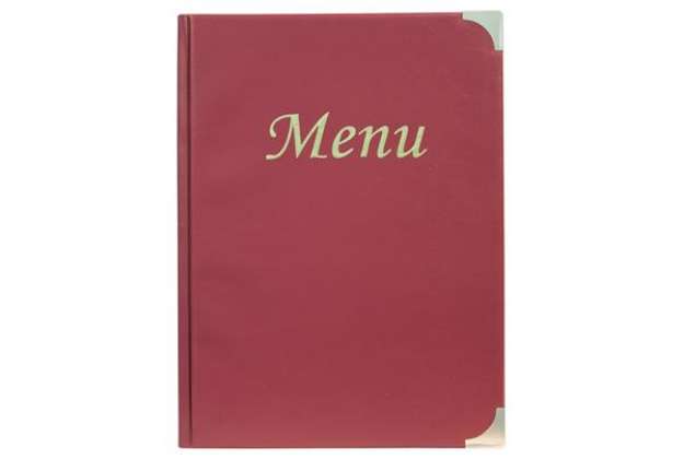 Immagine di Portamenù Basic - A4 - 31,5 x 24 cm - PVC - bordeaux - 4+2 buste fisse incluse - Securit