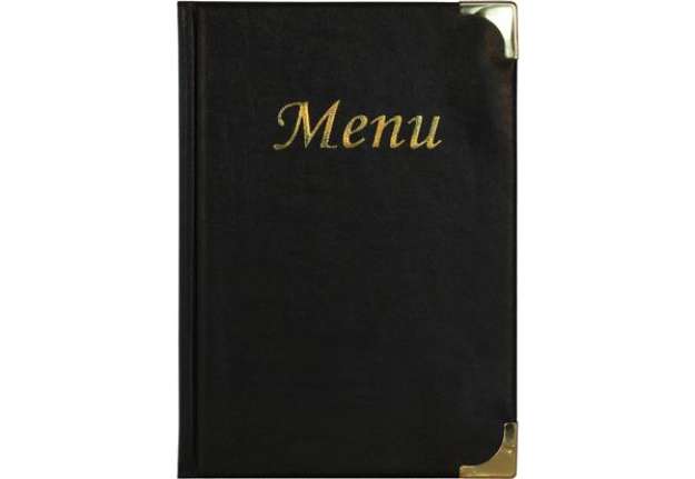 Immagine di Portamenù Basic - A5 - 23,7 x 17,2cm - PVC - nero - 4+2 buste fisse incluse - Securit