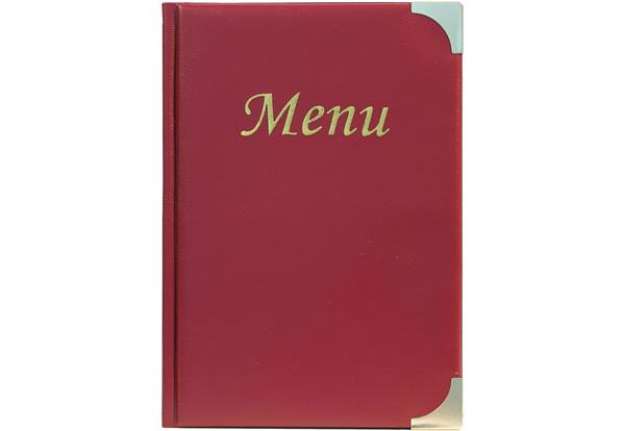 Immagine di Portamenù Basic - A5 - 23,7 x 17 cm - PVC - bordeaux - 4+2 buste fisse incluse - Securit