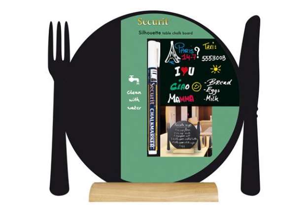 Immagine di Lavagna da tavolo Silhouette - 24 x 25 cm - forma piatto - nero - Securit