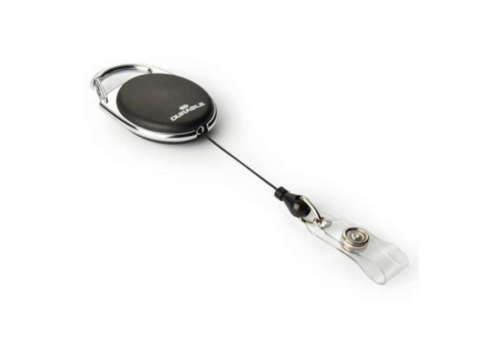 Immagine di Chiocciola YO-YO Style per portabadge - nero - filo retrattile 80 cm - Durable - conf. 10 pezzi