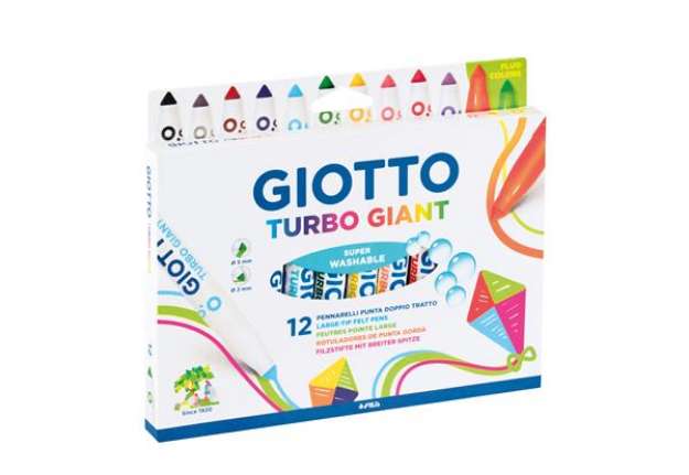 Immagine di Pennarelli Turbo Giant classici - 2 colori neon - Giotto - astuccio 12 pezzi
