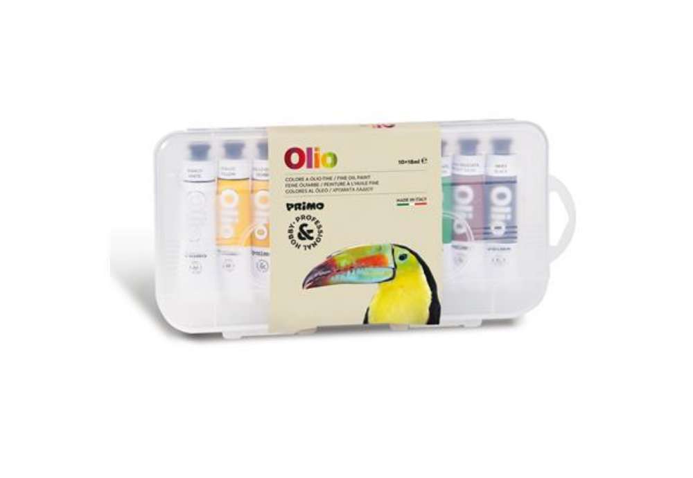 Immagine di Colori a olio e acrilici - tubo da 18ml - colori assortiti - Primo - astuccio 10 colori