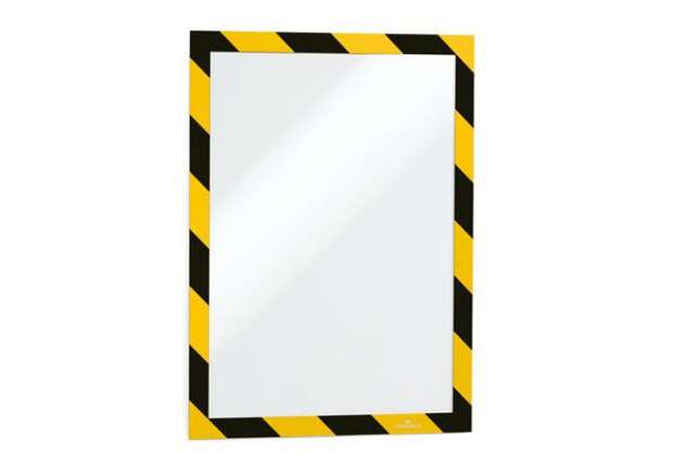 Immagine di Cornice Duraframe Security - adesiva - pannello magnetico - A4  (21 x 29,7 cm) - giallo/nero - Durab