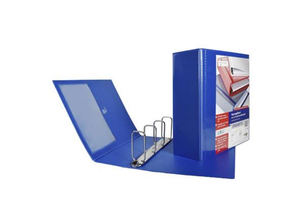 Immagine di Raccoglitore personalizzabile Stelvio TI - 22 x 30 cm - 4 anelli a Q 80 mm - dorso 10 cm - blu - Sei