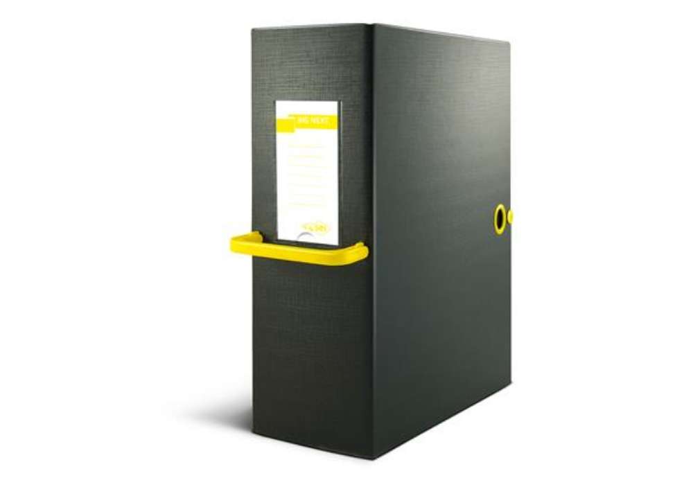 Immagine di Scatola archivio Big Next - dorso 16 cm - 25 x 35 cm - nero/giallo - Sei Rota