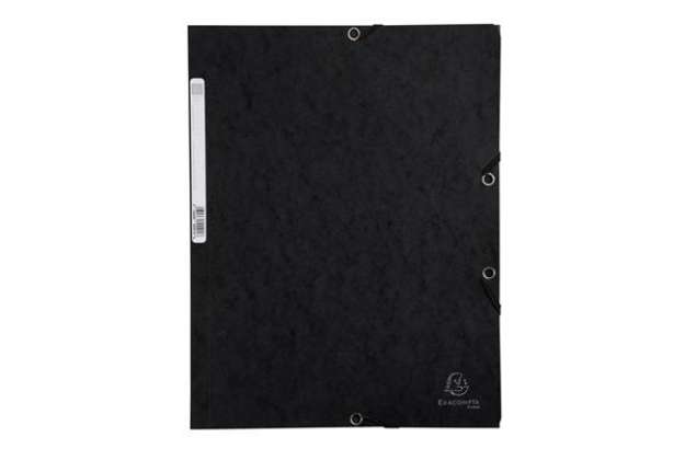 Immagine di Cartellina con elastico - cartoncino lustrè - 3 lembi - 400 gr - 24x32 cm - nero - Exacompta