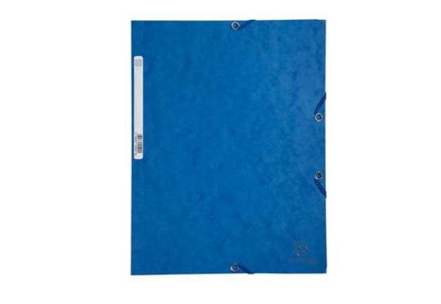 Immagine di Cartellina con elastico - cartoncino lustrè - 3 lembi - 400 gr - 24x32 cm - blu - Exacompta