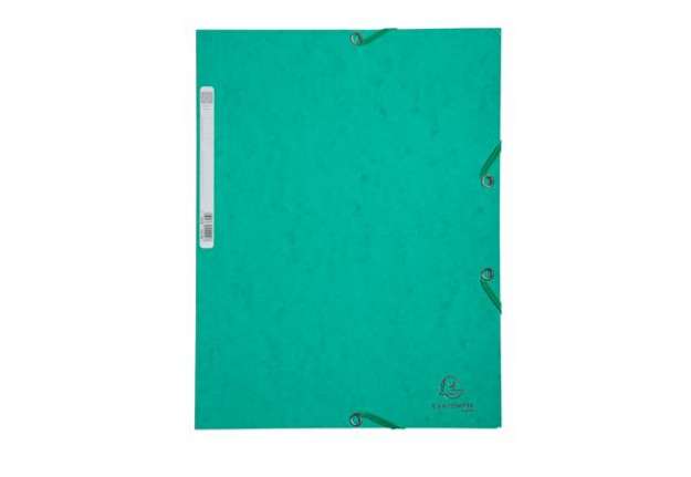 Immagine di Cartellina con elastico - cartoncino lustrè - 3 lembi - 400 gr - 24x32 cm - verde - Exacompta