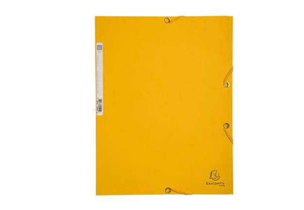 Immagine di Cartellina con elastico - cartoncino lustrè - 3 lembi - 400 gr - 24x32 cm - giallo - Exacompta