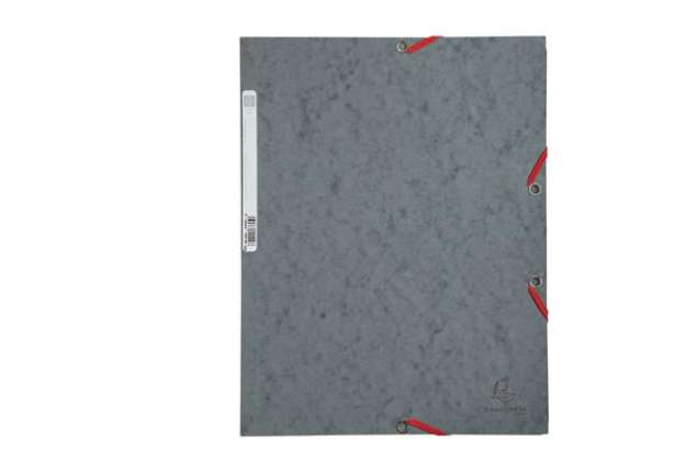 Immagine di Cartellina con elastico - cartoncino lustrè - 3 lembi - 400 gr - 24x32 cm - grigio - Exacompta