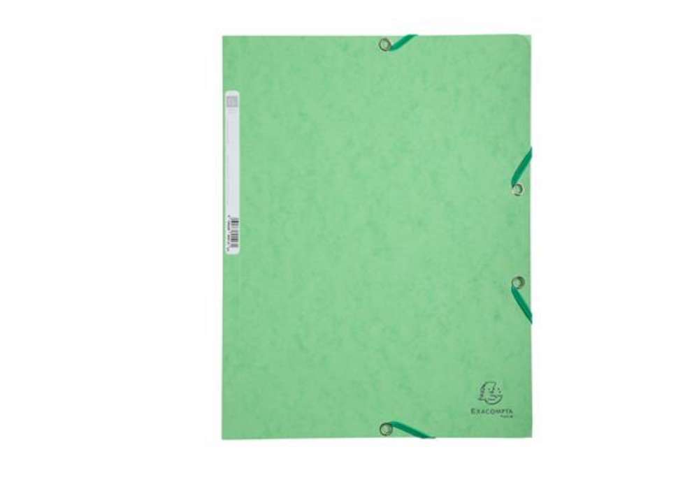 Immagine di Cartella 3 lembi con elastico angolare - A4 - dorso 0,3 cm - cartoncino Lustrè - verde tiglio - Exac