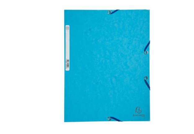 Immagine di Cartellina con elastico - cartoncino lustrè - 3 lembi - 400 gr - 24x32 cm - turchese - Exacompta