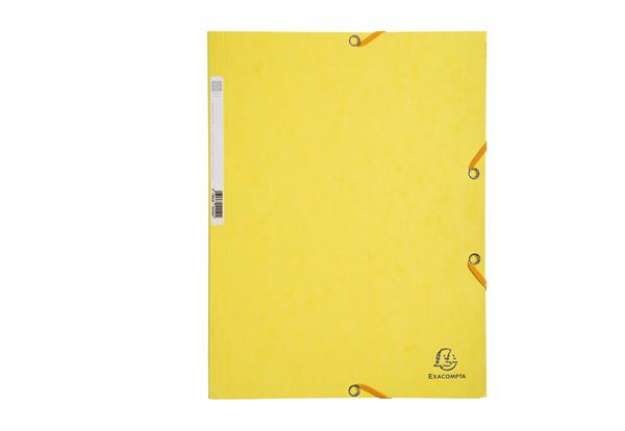 Immagine di Cartellina con elastico - cartoncino lustrè - 3 lembi - 400 gr - 24x32 cm - giallo limone - Exacompt