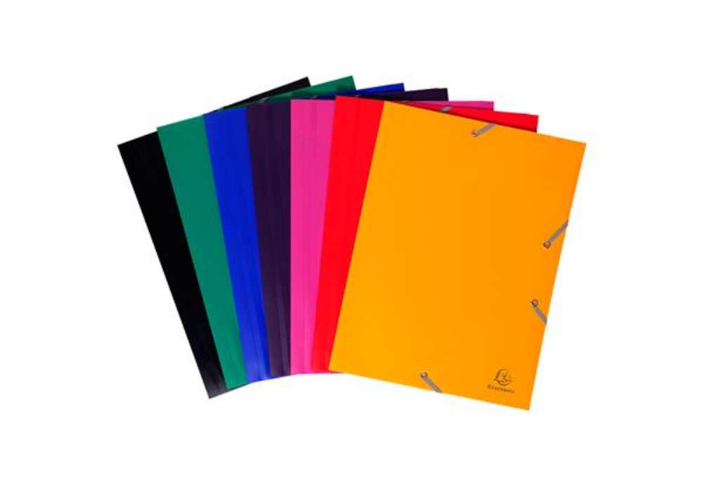 Immagine di Cartella 3 lembi con elastico angolare - A4 - PP - nero - Exacompta