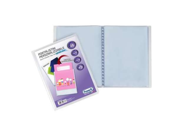 Immagine di Portalistini personalizzabile Sviluppo - liscio - 15x21 cm - 20 buste - trasparente - Favorit