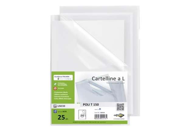 Immagine di Cartelline a L Poli 150 - PPL - liscio - 21x29,7 cm - trasparente - Sei Rota - conf. 25 pezzi