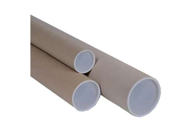 Immagine di Tubo - con doppio tappo trasparente - diametro 6 cm - H 70 cm - cartone - avana