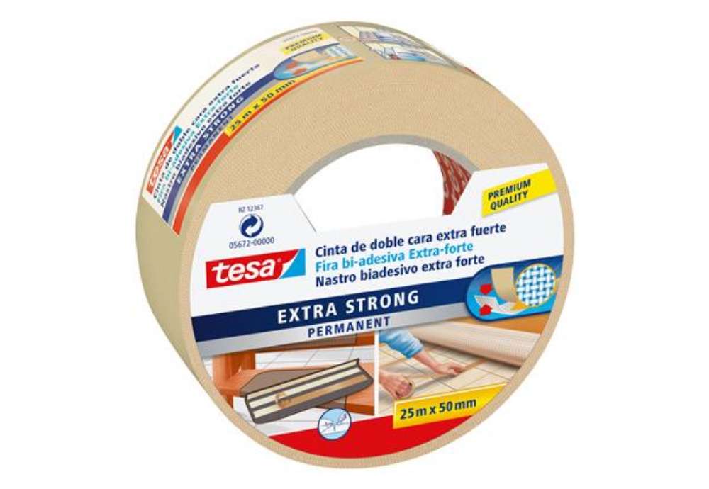 Immagine di Nastro biadesivo Extra Forte - 50 mm x 25 m - PP - bianco - Tesa