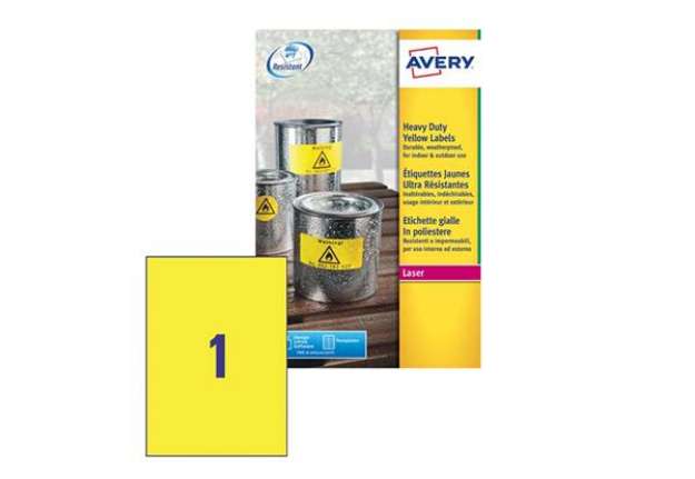 Immagine di Etichette adesive L6111 - in poliestere - laser - permanenti - 210 x 297 mm - 1 et/fg - 20 fogli - g