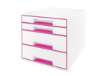 Immagine di Cassettiera Cube - 28,7 x 27 x 36,3 cm - 4 cassetti - bianco/rosa - Leitz