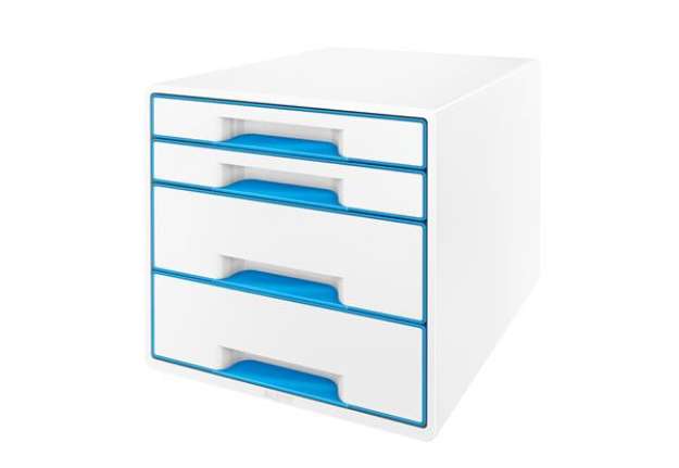 Immagine di Cassettiera Cube - 28,7 x 27 x 36,3 cm - 4 cassetti - bianco/azzurro - Leitz