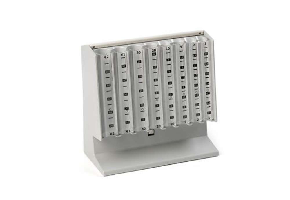 Immagine di Distributore manuale di monete Eurocoin - 25 x 10,4 x 17 cm - grigio chiaro - Holenburg
