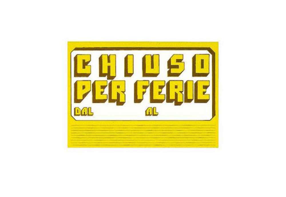 Immagine di Cartello in cartoncino CHIUSO PER FERIE - 23x32 cm - giallo - CWR