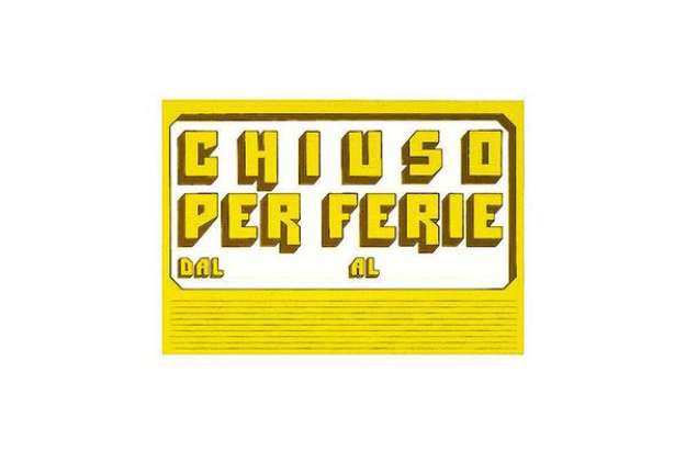 Immagine di Cartello in cartoncino CHIUSO PER FERIE - 23x32 cm - giallo - CWR