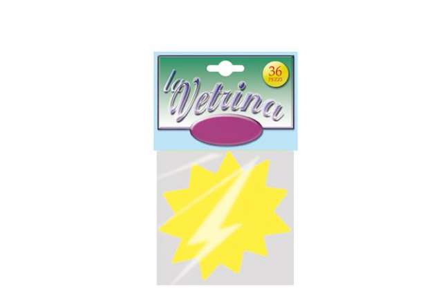 Immagine di Segnaprezzi Stella - 8 x 8,5 cm - giallo/ciclamino - CWR - conf. 36 pezzi