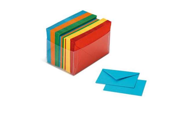 Immagine di Scatola 100 cartoncini (200gr) + 100 buste (90gr) - arcobaleno - formato 9 - Favini