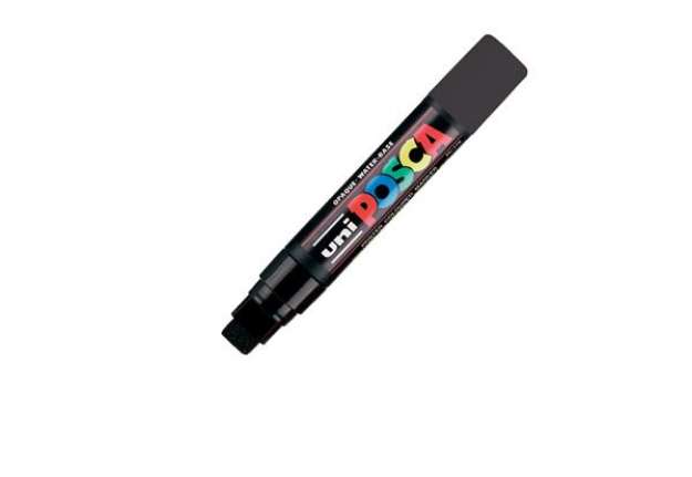 Immagine di Marcatore a base d'acqua Uni Posca PC17K - punta extra large a scalpello 15,0mm - nero - Uni Mitsubi