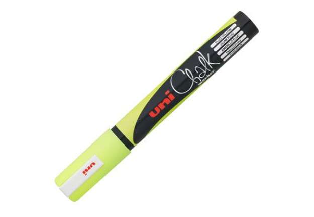 Immagine di Marcatore a gesso liquido Uni Chalk Marker - punta tonda da 1,80-2,50mm - giallo fluo - Uni Mitsubis
