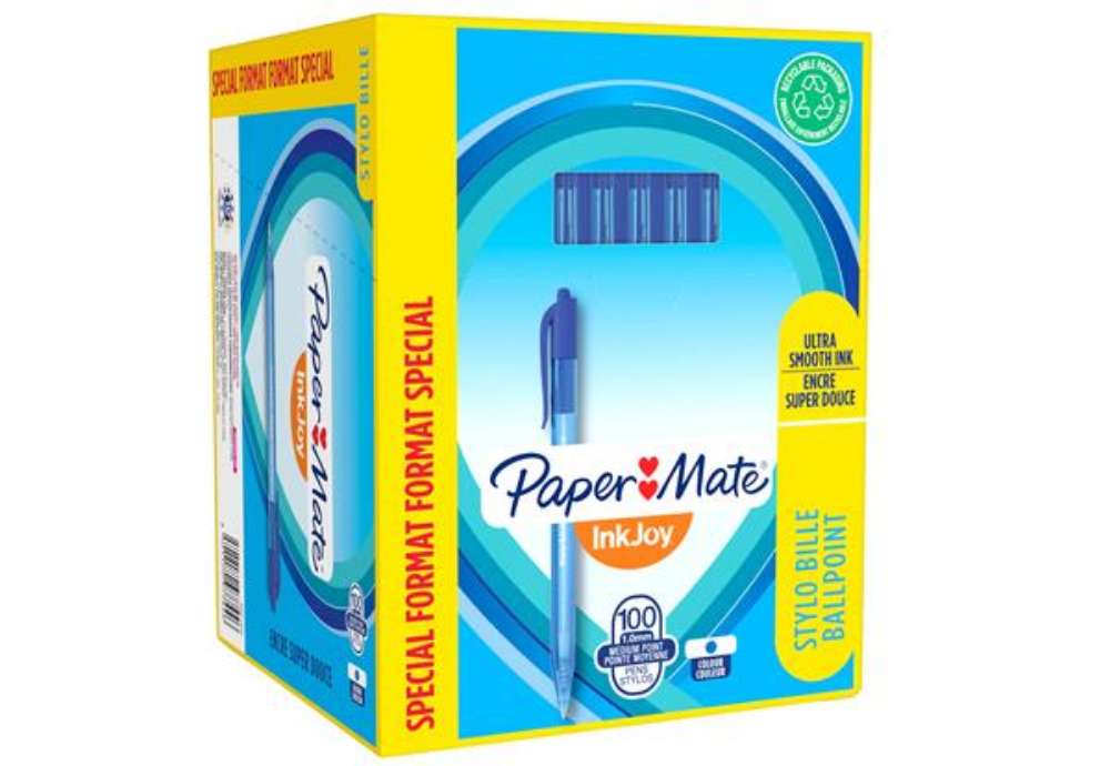 Immagine di Penna a sfera a scatto Inkjoy 100 RT - punta 1,0mm - blu - Papermate - conf. 80+20 pezzi