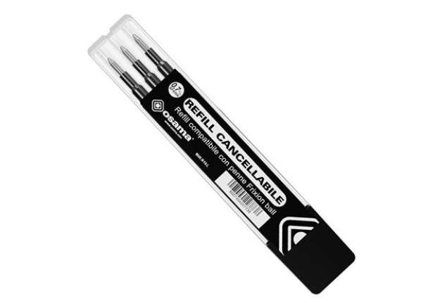 Immagine di Refill per penne gel cancellabili - punta 0,7 mm - nero  - Osama - conf. 3 pezzi
