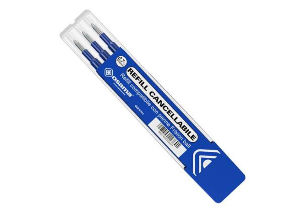 Immagine di Refill per penne gel cancellabili  - punta 0,7 mm - blu - Osama - conf. 3 pezzi
