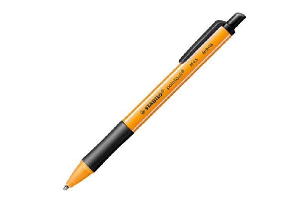 Immagine di Penna a sfera a scatto Pointball Green - punta 1,0 mm - nero - Stabilo