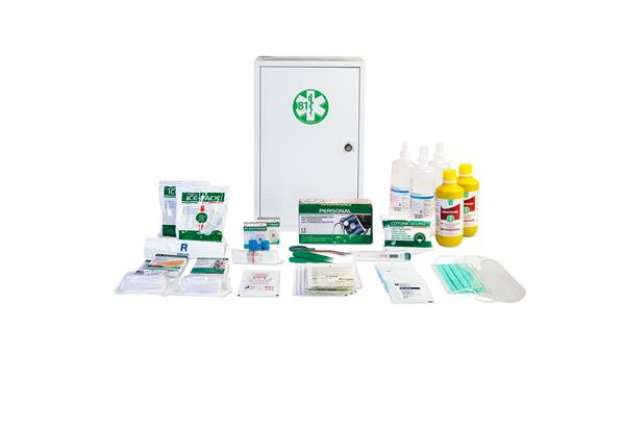 Immagine di Armadietto di pronto soccorso 102/M - 46x30x14 cm - metallo - oltre 3 persone - bianco - PVS