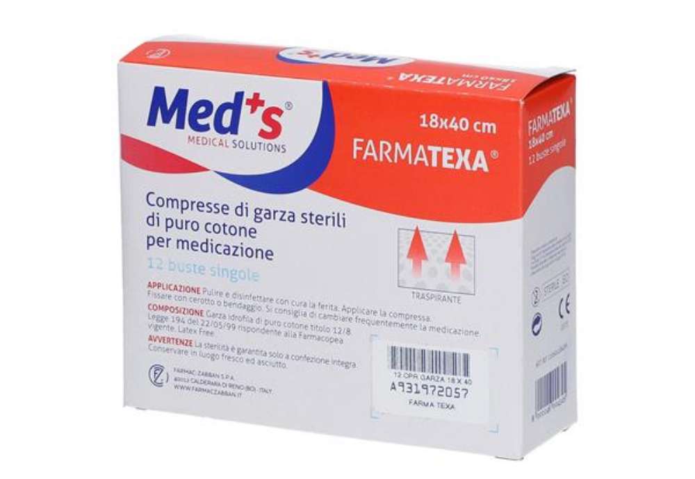 Immagine di Garza sterile - 18 x 40 cm - MED'S - scatola da 12 compresse (imbustate singolarmente)